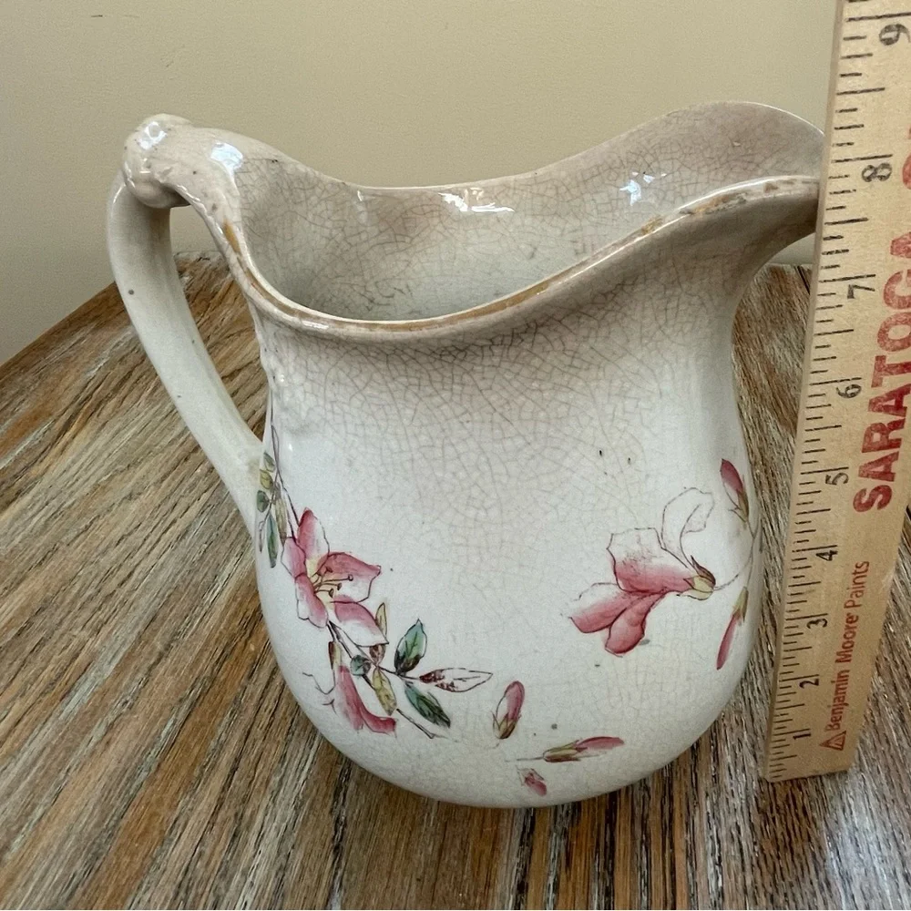 Antique Ironstone Pink China E.T.P. Co. Floral Pattern Pitcher❤️ - Picture 11 of 12